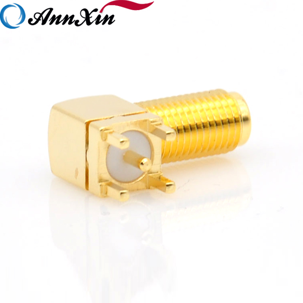 Gold Copper Long thread SMA Adapter PCB Mount SMA Female Jack Right Angle Coaxial RF SMA (7)