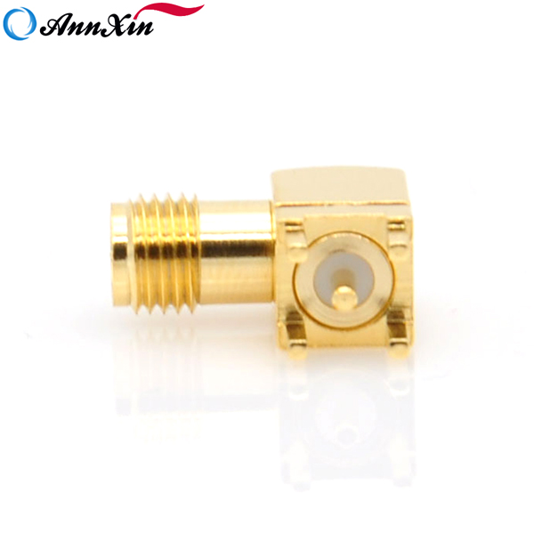 RP-SMA Female (Male Pin) Plug Right Angle PCB Mount Solder RF Adapter Connectors (4)