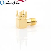 SMA Female Jack Right Angle Solder PCB Mount with thru hole bulkhead RF Connector Coaxial Adapter (4)