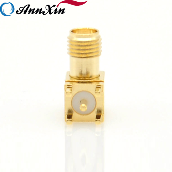 SMA Female Jack Right Angle Solder PCB Mount with thru hole bulkhead RF Connector Coaxial Adapter (5)