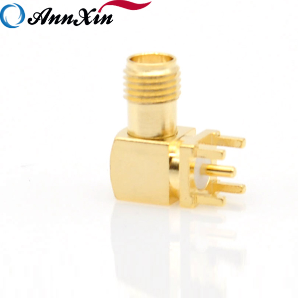 SMA Female Jack Right Angle Solder PCB Mount with thru hole bulkhead RF Connector Coaxial Adapter (7)