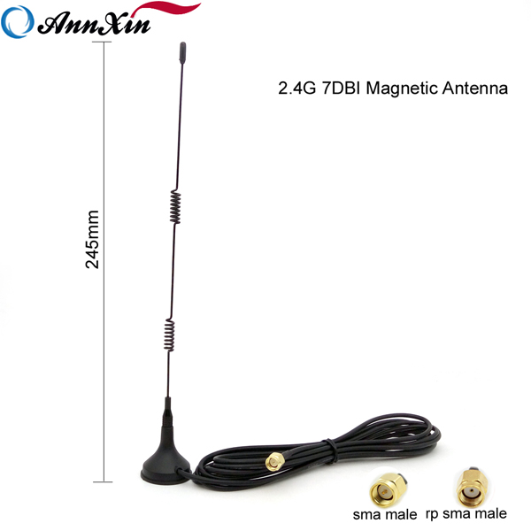 TOP Quality 2.4G 7dBi wifi spring whip magnetic antenna with RG174 cable (3)
