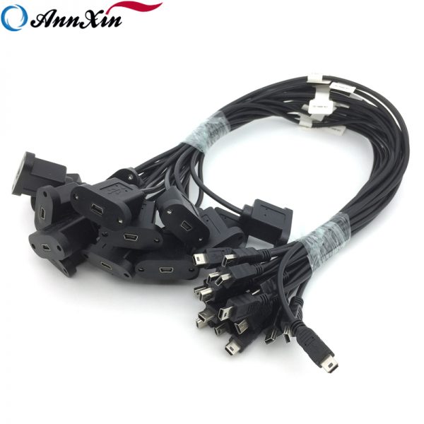 Customized Length Male To Female Waterproof Mini USB Panel Mount Cable (7)