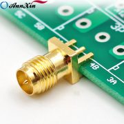 Glod SMA Female 4 Pin Crimp Connector Edge PCB Mount (2)