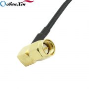 Goldplated Right Angle SMA Male to Straight SMA Female Bulk Head Connector 20 cm RG174 Extension Pigtail Cable (4)