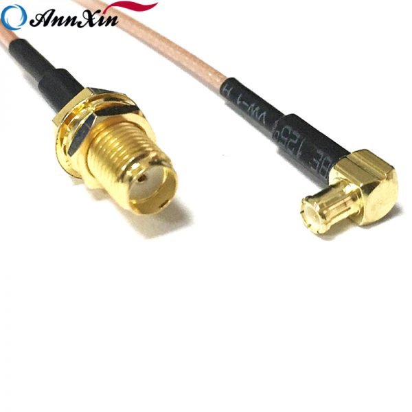 MCX Male Right Angle to SMA Female Bulk Head Adapter RG178 Pigtail Cable 20cm Long (2)