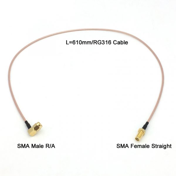 610mm Long SMA Male Right Angle to SMA Female Staight RG316 Coaxial Pigtail Jumper Cable (8)